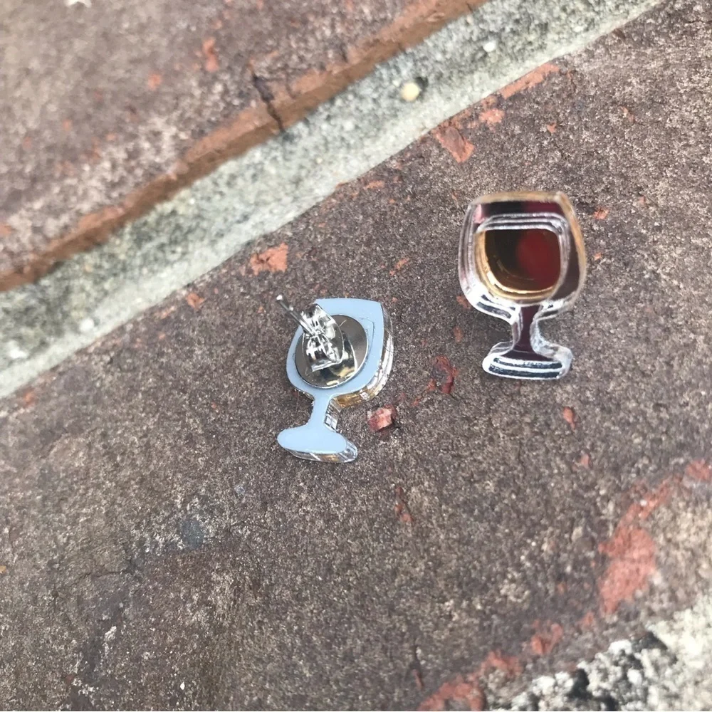 New Handmade Wineglass Studs in Red
